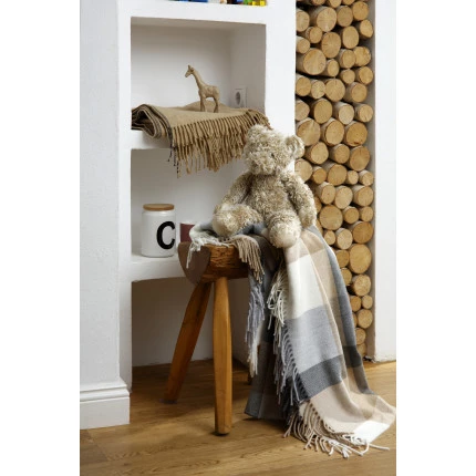 Плед Biederlack Plaid Karo graubeige